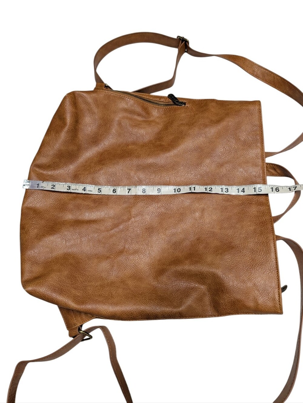 Thirty-One Women's Brown Backpack Tote Cognac Tan Vegan Faux Leather  Bag - Picture 8 of 9